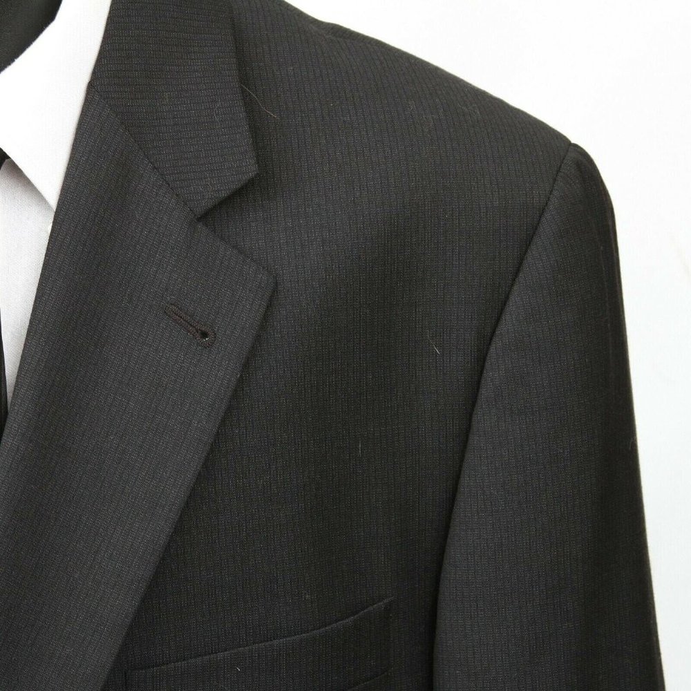 Burberry London Kensington Black Stripe Wool Dual Vent 2 Butt Sport Coat Men 46R - Picture 9 of 12